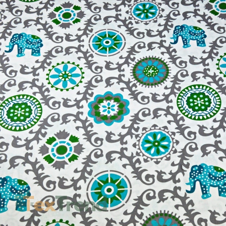 100% Baumwolle indisches graues Blumenmuster  