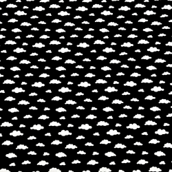 100% Baumwolle MINI weiße Wolken auf schwarzem Hintergrund  