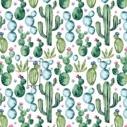 Baumwolle 100% mexikanische grüne Kakteen auf weißem Hintergrund  