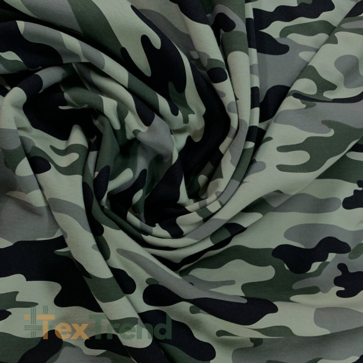 Jersey-Stoff - helles Camouflage grün-grau-schwarz  