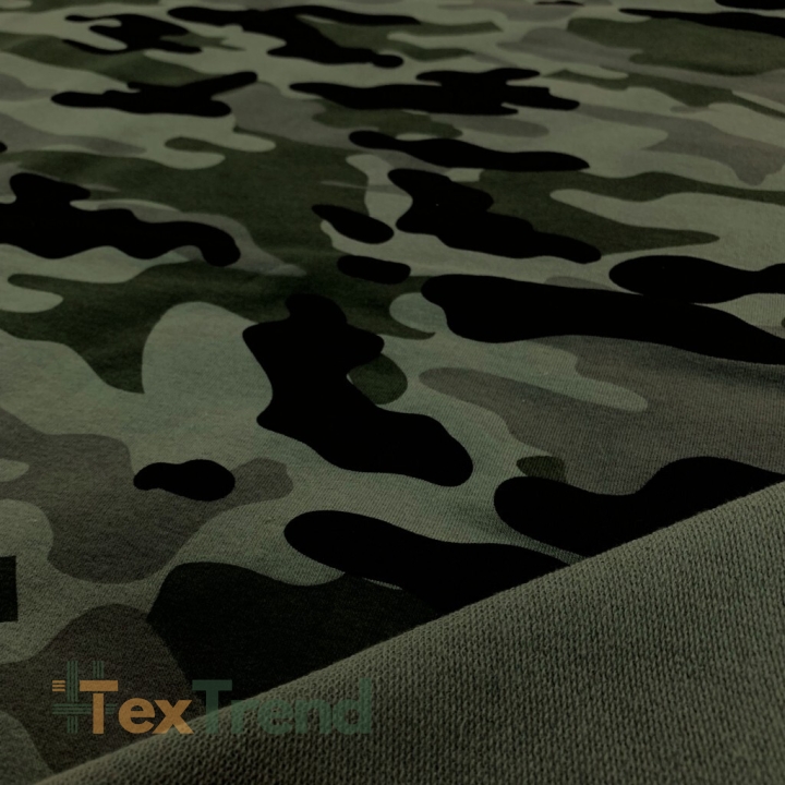 Jersey-Stoff - helles Camouflage grün-grau-schwarz  