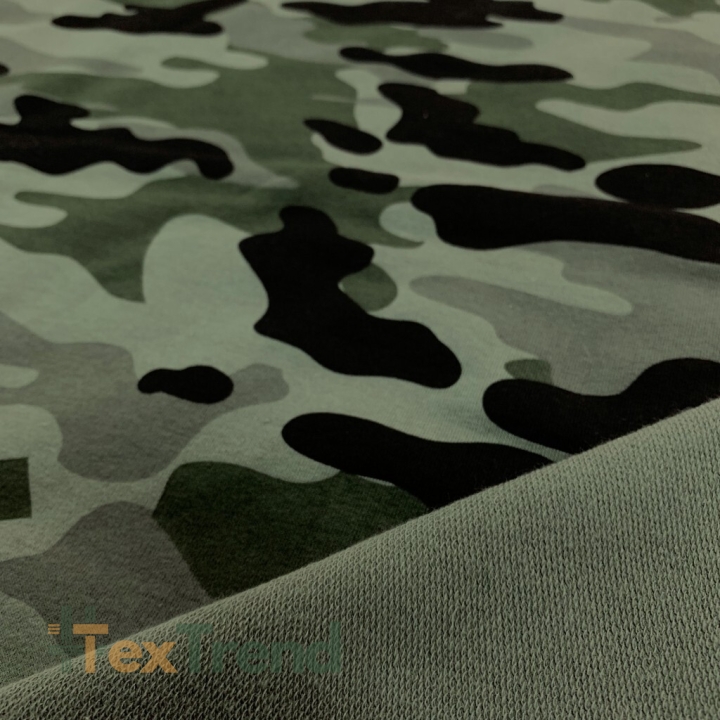 Jersey-Stoff - helles Camouflage grün-grau-schwarz  