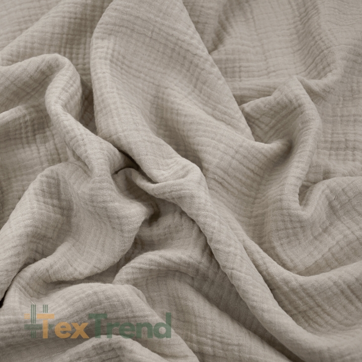 Baumwoll-Musselin double gauze grau-beige (Regentag)  