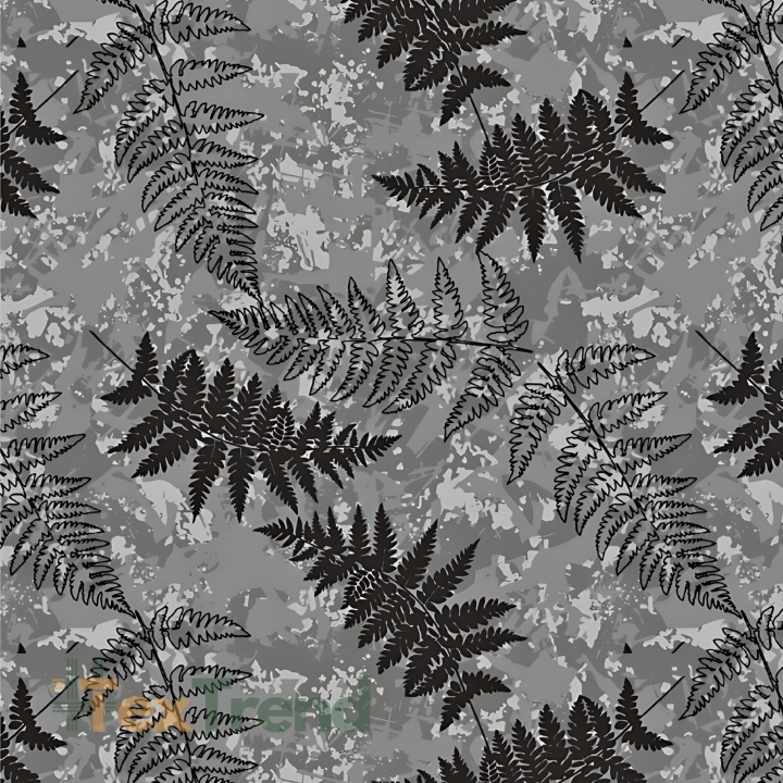 wasserabweisender Stoff Farnblätter auf grauem Hintergrund  