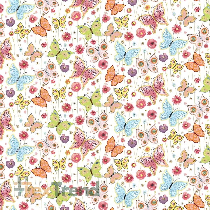 Baumwolle 100% Pastell-Schmetterlinge  