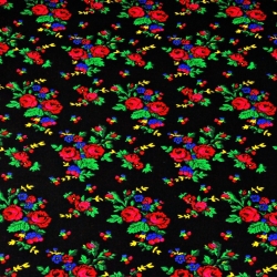 Baumwolle 100% Krakauer Muster auf schwarzem Hintergrund  