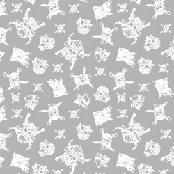 Baumwolle 100% weiße Piratenschädel auf grauem Hintergrund  