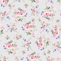 Baumwolle 100% Blumensträuße von Apfelbäumen auf hellgrauem Hintergrund  