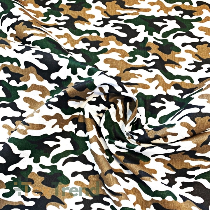 Baumwolle 100% kleines CAMOUFLAGE-Muster grün-beige-weiß  