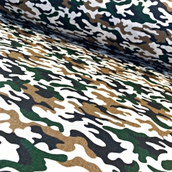 Baumwolle 100% kleines CAMOUFLAGE-Muster grün-beige-weiß  