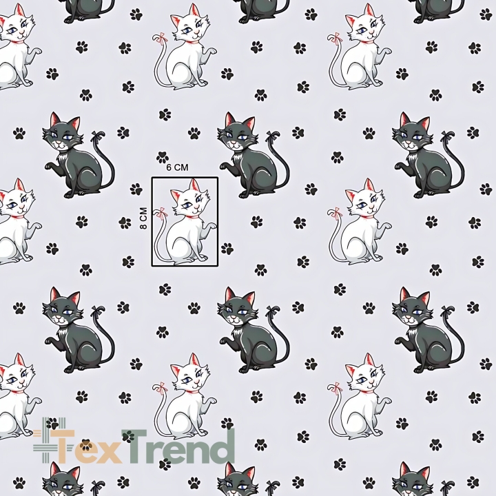 Baumwolle 100% Kätzchen mit Pfoten auf hellgrauem Hintergrund  