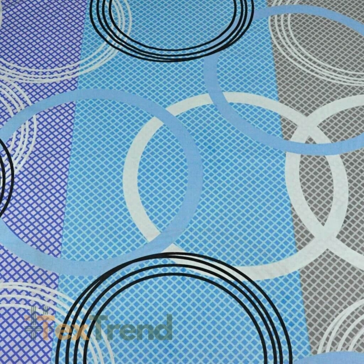 100% Baumwolle Kreise blau-grau-lila - 220cm  