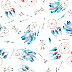 Digitaldruck Jersey-Stoff - bunte Traumfänger auf weißem Hintergrund  