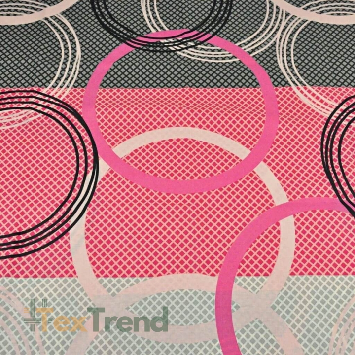 100% Baumwolle Kreise grau-rosa-schwarz  