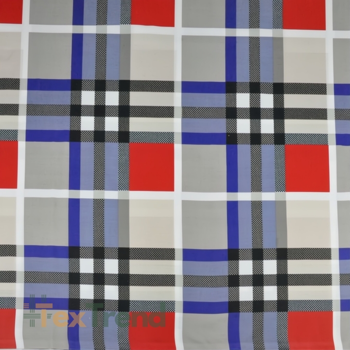 100% Baumwolle Karomuster blau-grau-rot  