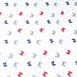 Baumwolle 100% Schleifen mit Punkten auf weißem Hintergrund  