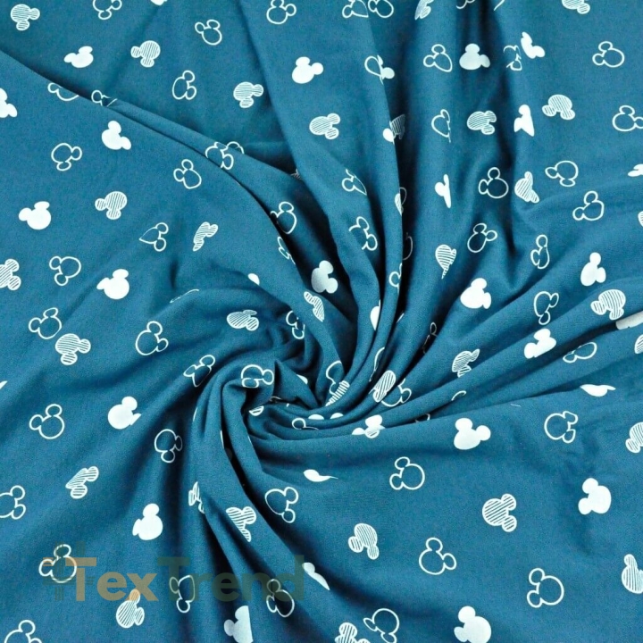 Dresówka pętelka - miki kontury białe na szmaragdowym tle  