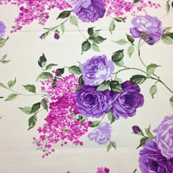 100% Baumwolle lila Rosenblumen 220cm  