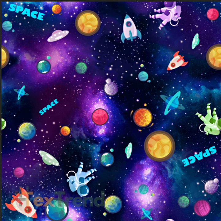 Jersey-Stoff Digitaldruck - Astronauten im Weltraum  