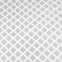 100% Baumwolle geometrische Rauten gemustert grau auf weiß  