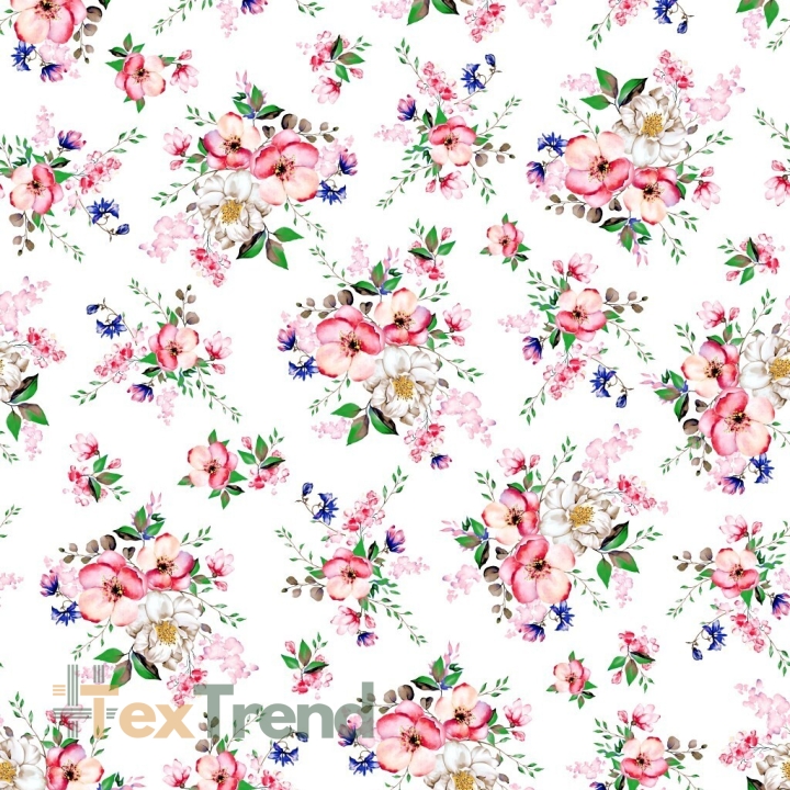 Baumwolle 100% Blumensträuße von Apfelbäumen auf weißem Hintergrund  