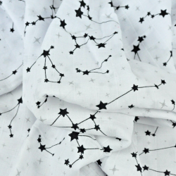 Baumwoll-Musselin - schwarze Konstellation auf weißem Hintergrund  