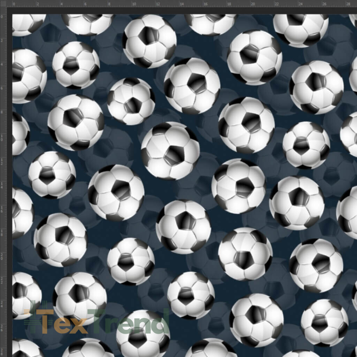 Jersey Stoff Digitaldruck Fußball auf dunkelgrauem Hintergrund  