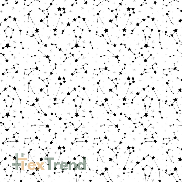 Baumwolle 100% schwarze Sternen-Konstellation auf weißem Hintergrund  