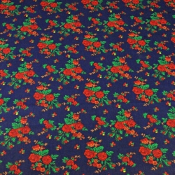 100% Baumwolle - Krakauer Muster auf dunkelblauem Hintergrund  