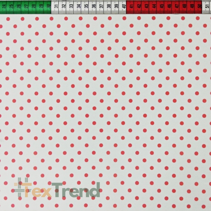 Elano Baumwolle Korallenpunkte auf weißem Hintergrund  