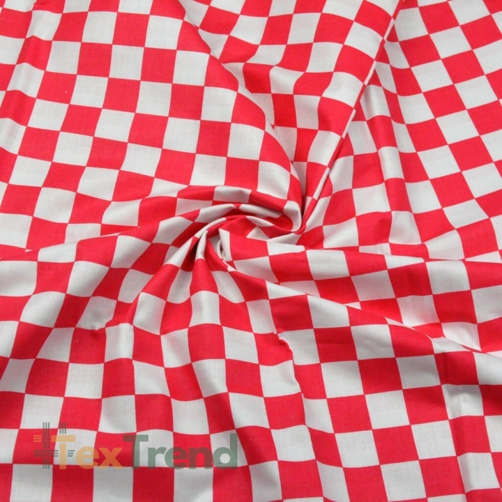 Baumwolle 100% Schachbrett 2cm weiß-rot  