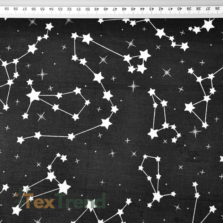 Baumwolle 100% weiße Sternen-Konstellation auf schwarzem Hintergrund