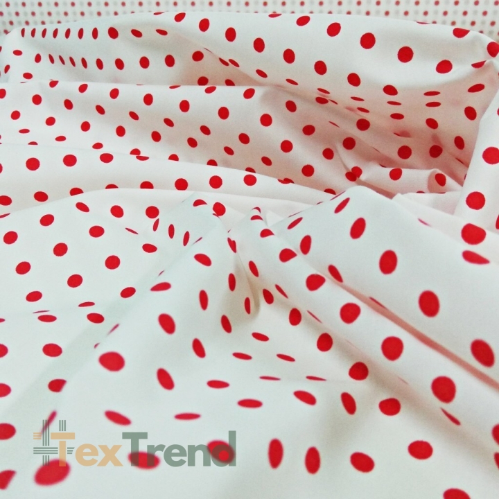 Elano Baumwolle rote Punkte auf weißem Hintergrund  