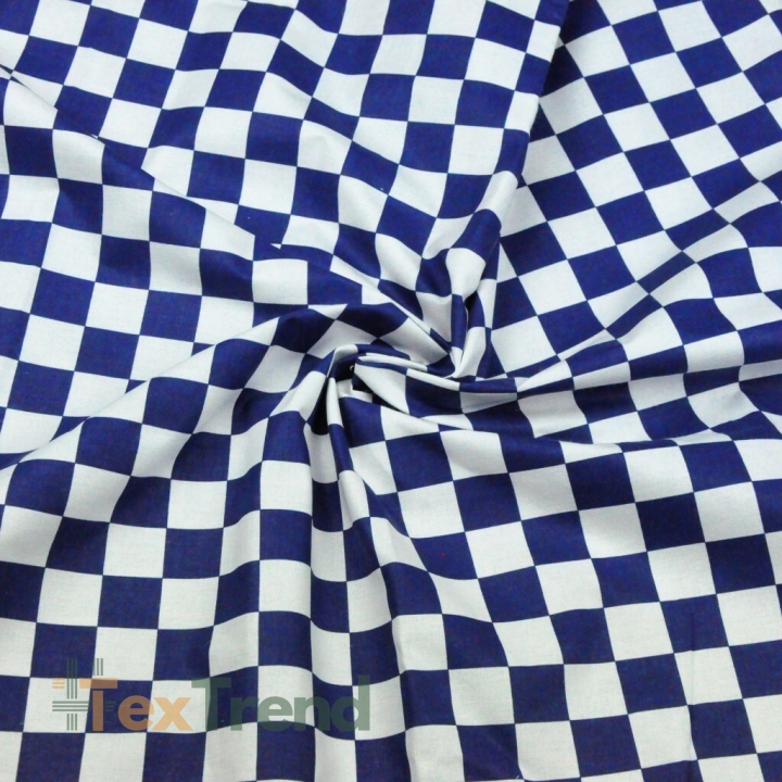 Baumwolle 100% Schachbrett 2cm weiß-navy  