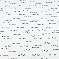 Baumwolle 100% - schwarze Wimpern auf weißem Hintergrund  