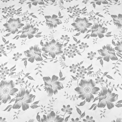 Baumwolle 100% - graue Blumen auf weißem Hintergrund  