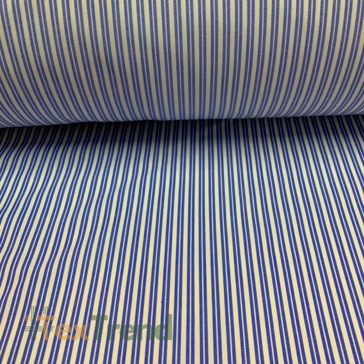 Dekostoff weiß-dunkelblau Streifen  
