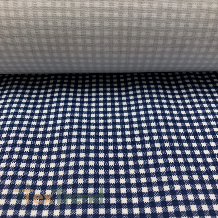 Dekostoff weiß-dunkelblau Karomuster  