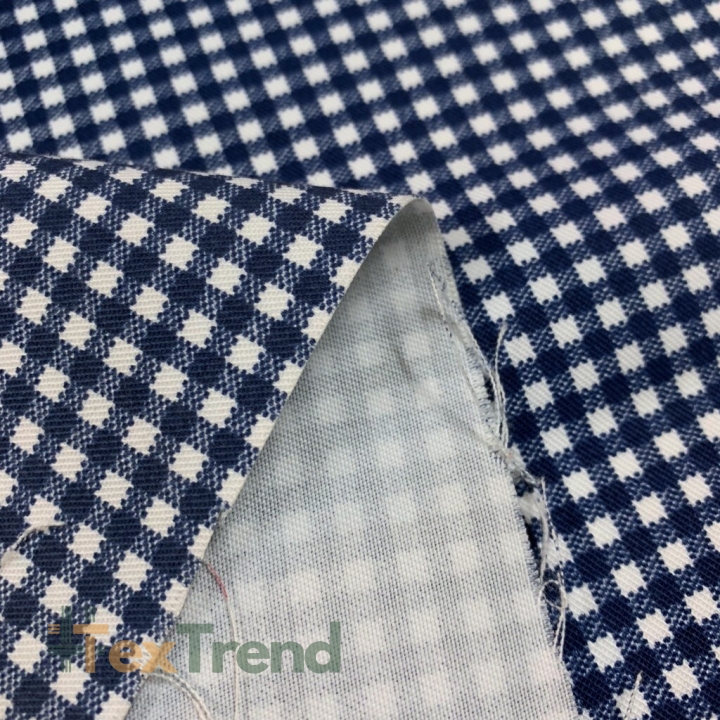 Dekostoff weiß-dunkelblau Karomuster  