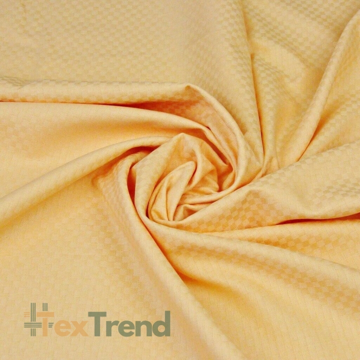 Baumwoll-Damast - pfirsichfarben mit Quadraten