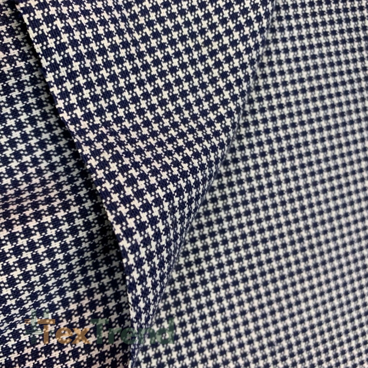 Dekostoff dunkelblau Karomuster  