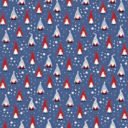 Baumwolle 100% Weihnachtsmuster Wichtel auf navy Hintergrund  