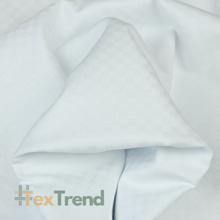 Baumwoll-Damast - weiß mit Quadraten  