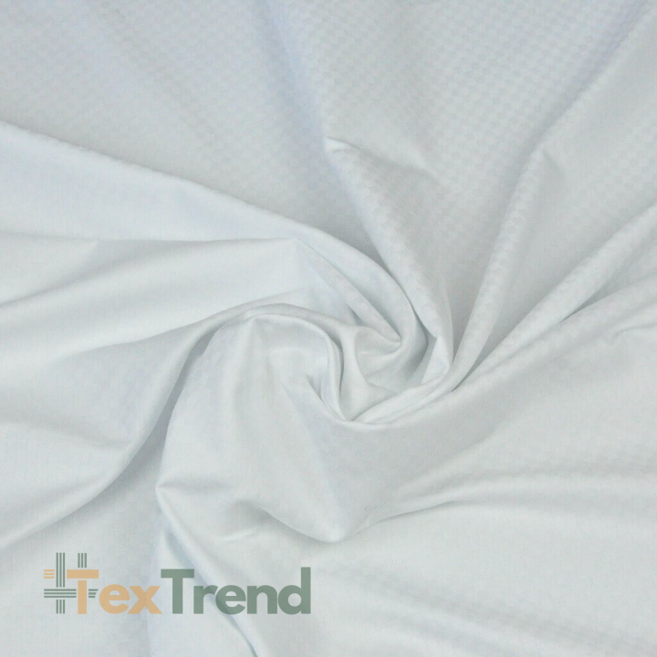 Baumwoll-Damast - weiß mit Quadraten  