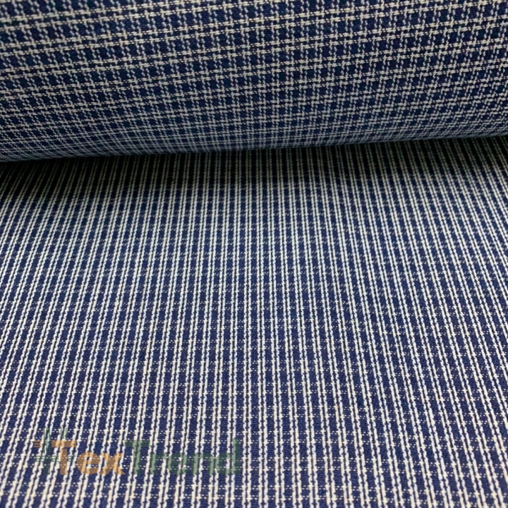 Dekostoff weiß-dunkelblau gestreift  