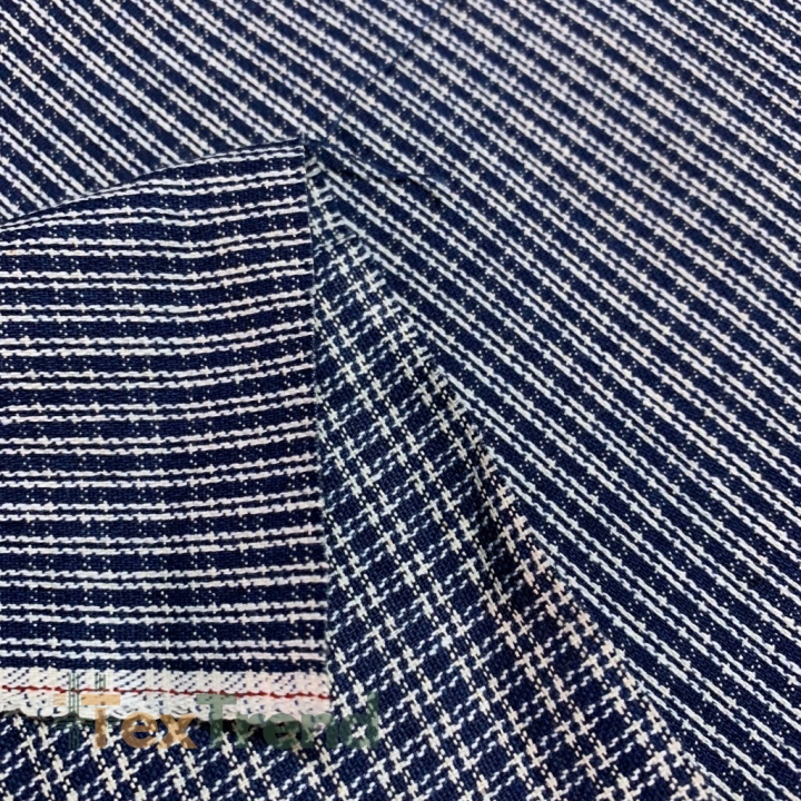 Dekostoff weiß-dunkelblau gestreift  