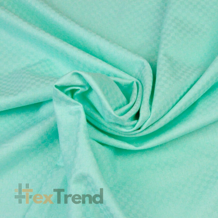 Baumwoll-Damast - mintfarben mit Quadraten  