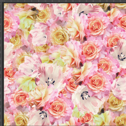 Loop-Dress-Stoff Digitaldruck - gelb-rosa Rosen  