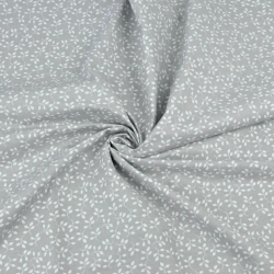 Baumwolle 100% MINI Blütenzweige weiß auf grauem Hintergrund  