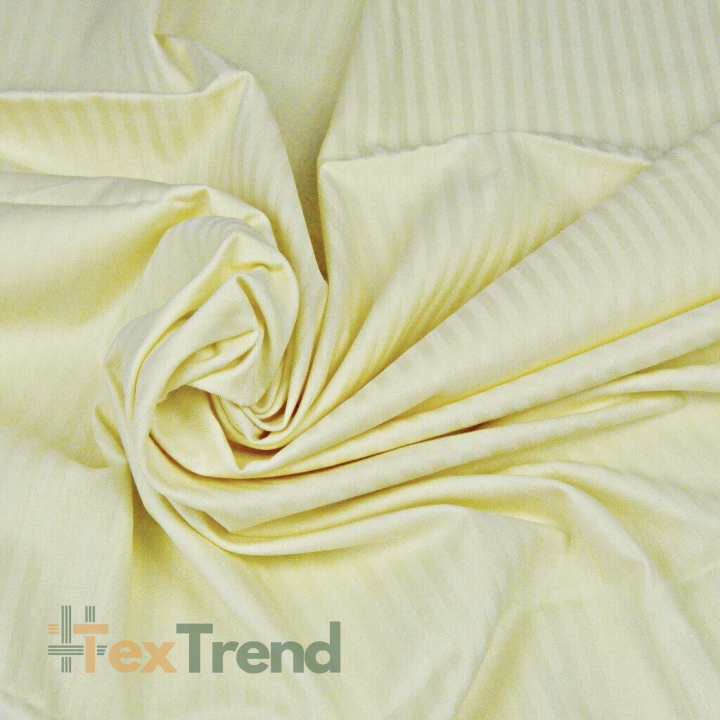 Baumwoll-Damast - ecru mit Streifen